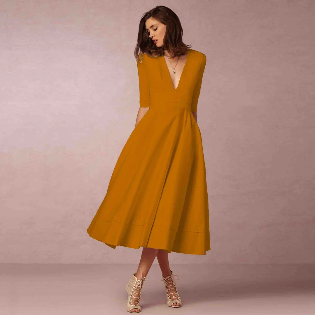 Levoire | Robe Style Princesse Jaune-Orange