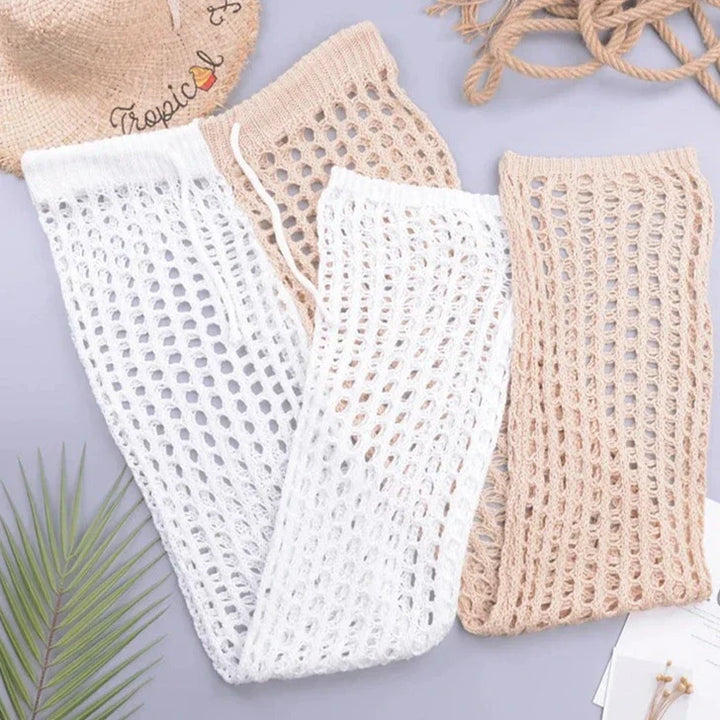 Levoire | Pantalon Taille Haute Tricoté abricot blanc