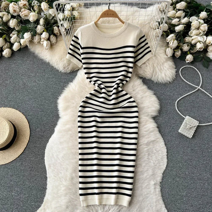 Levoire | Robe De Plage À Rayures Tissées Blanc Une taille