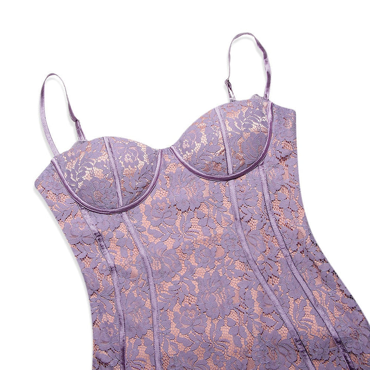 Levoire | Robe Mini Sans Manches Lilas Blondes Dos Nu