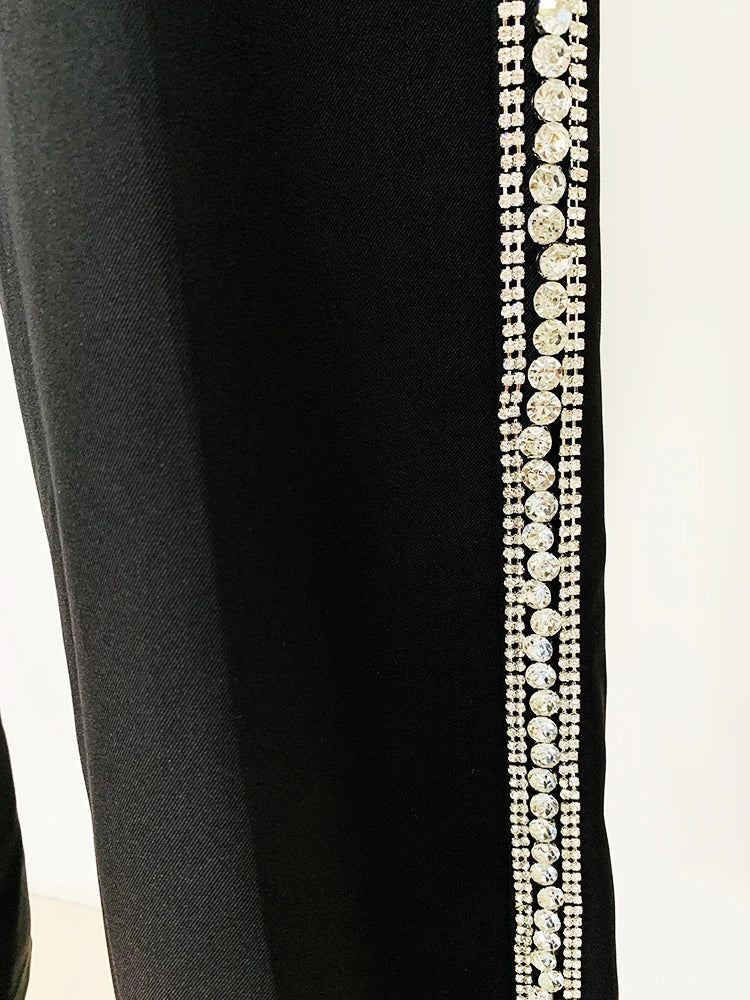 Levoire | Veste De Designer Diamants Cristal Perles Blazer Droite Pantalon