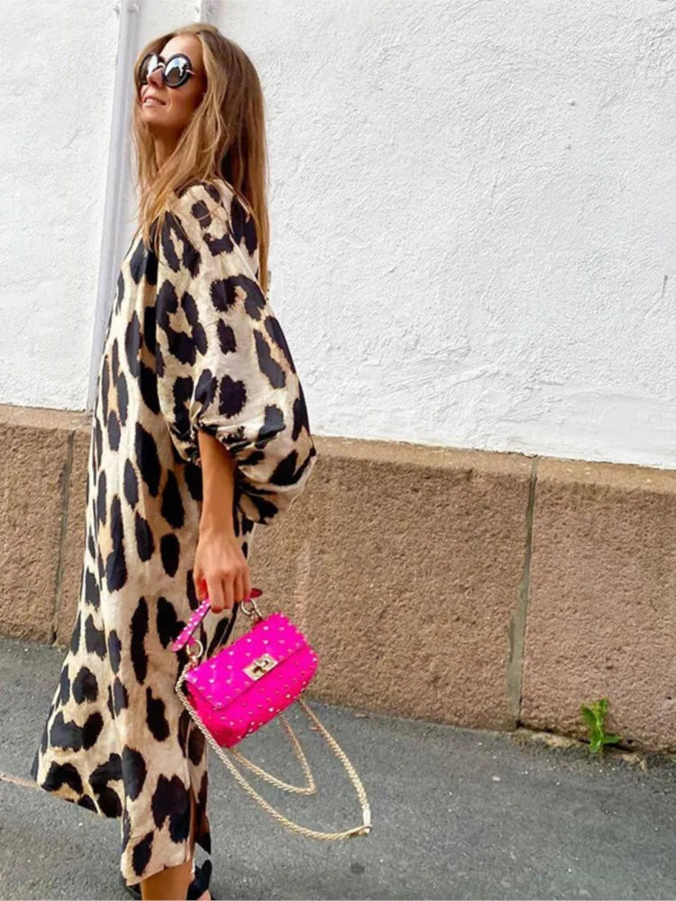 Levoire | Robe Élégante À Imprimé Léopard Pour Femme - Midi