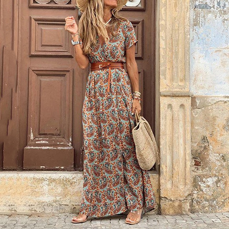 Levoire | Robe Bohémienne Vintage Avec Ceinture