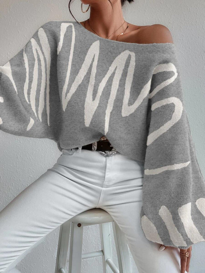 Levoire | Pull Surdimensionné Gris Clair Avec Manches Bouffantes
