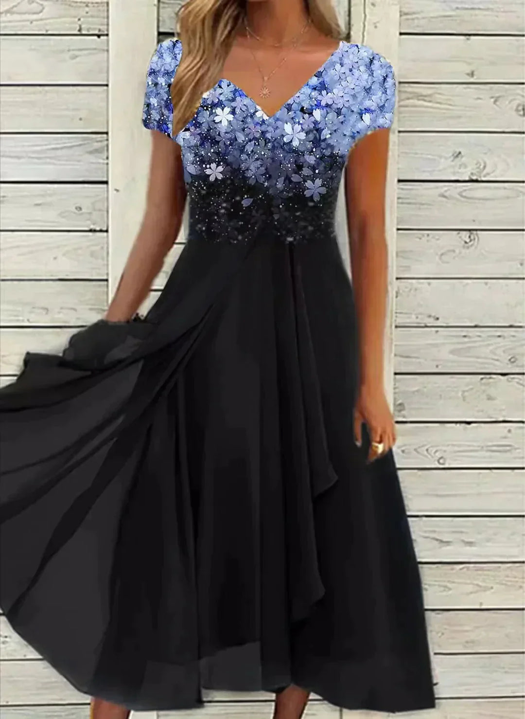 Levoire | Robe De Fête Élégante En Chiffon Pour Femmes Bleu Noir