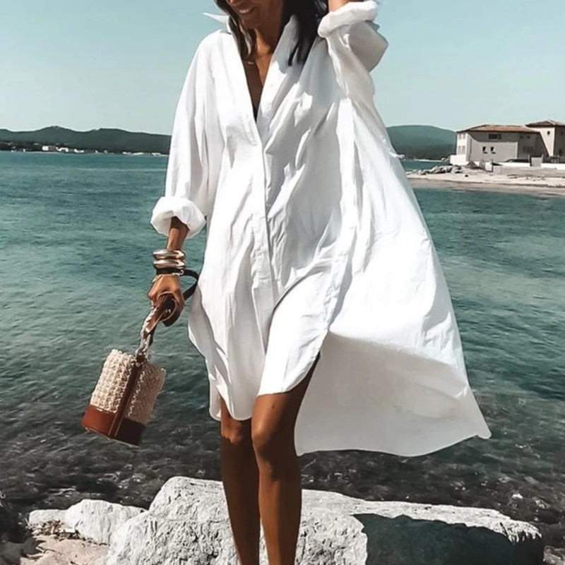Levoire | Élégant Et Confortable Robe D'Été Blanc