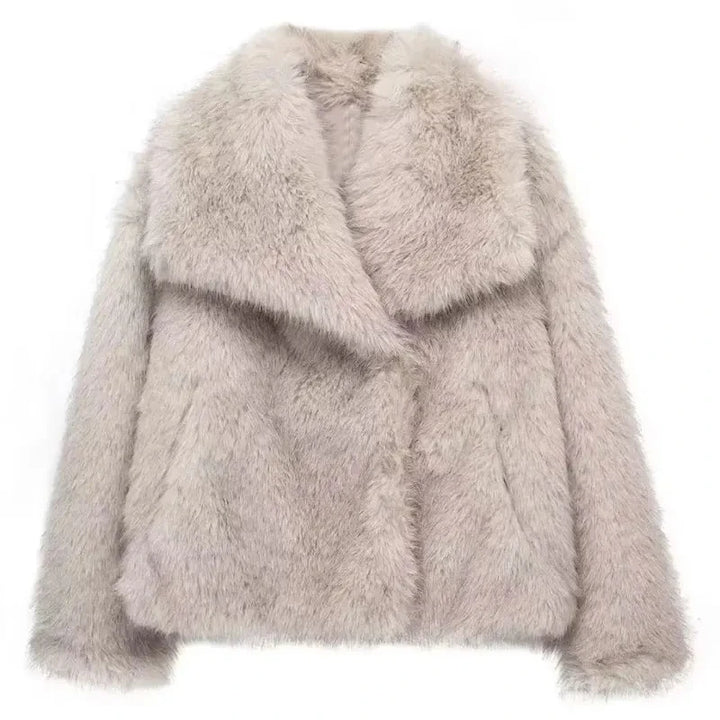 Levoire | Veste En Fausse Fourrure Streetwear Stylée Beige Gris