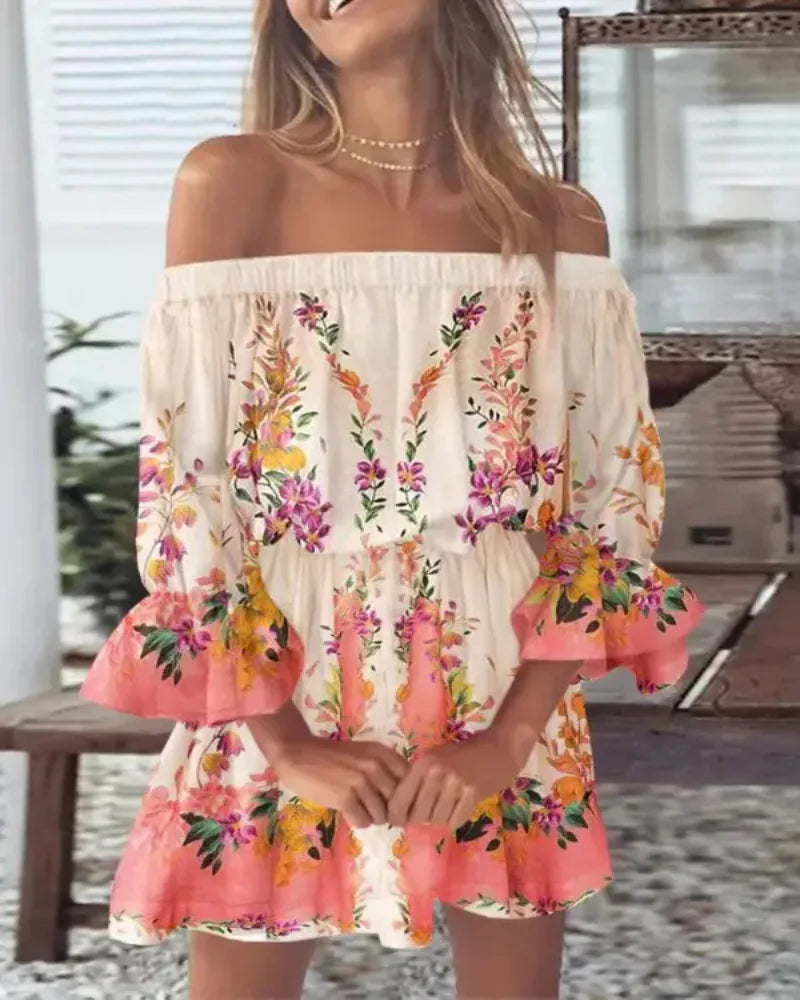 Levoire | Robe Sexy À Épaules Dénudées Imprimée