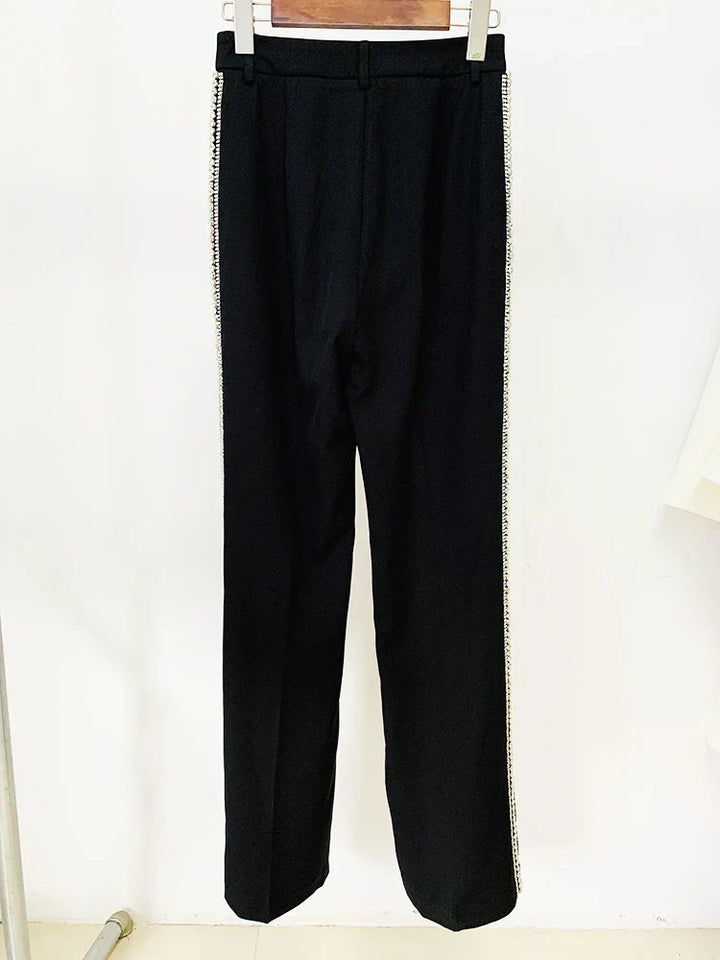 Levoire | Veste De Designer Diamants Cristal Perles Blazer Droite Pantalon