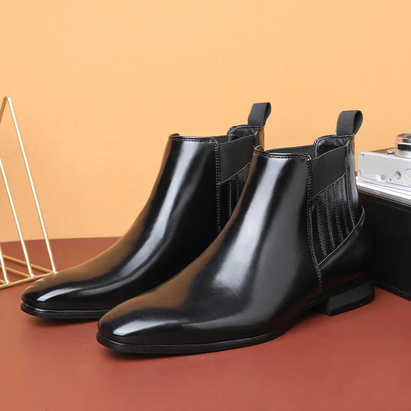 Levoire | Bottes élégantes en cuir véritable Onyx Noir