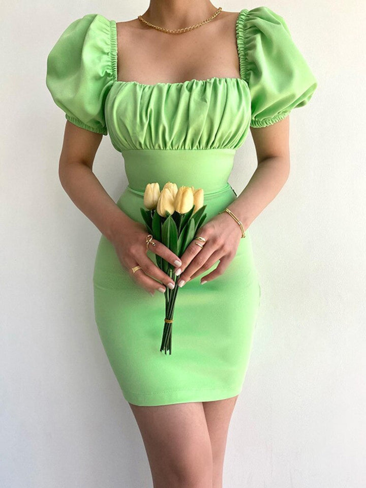 Levoire | Manchette Bouffante Ouverture Au Dos Robe Mini Vert