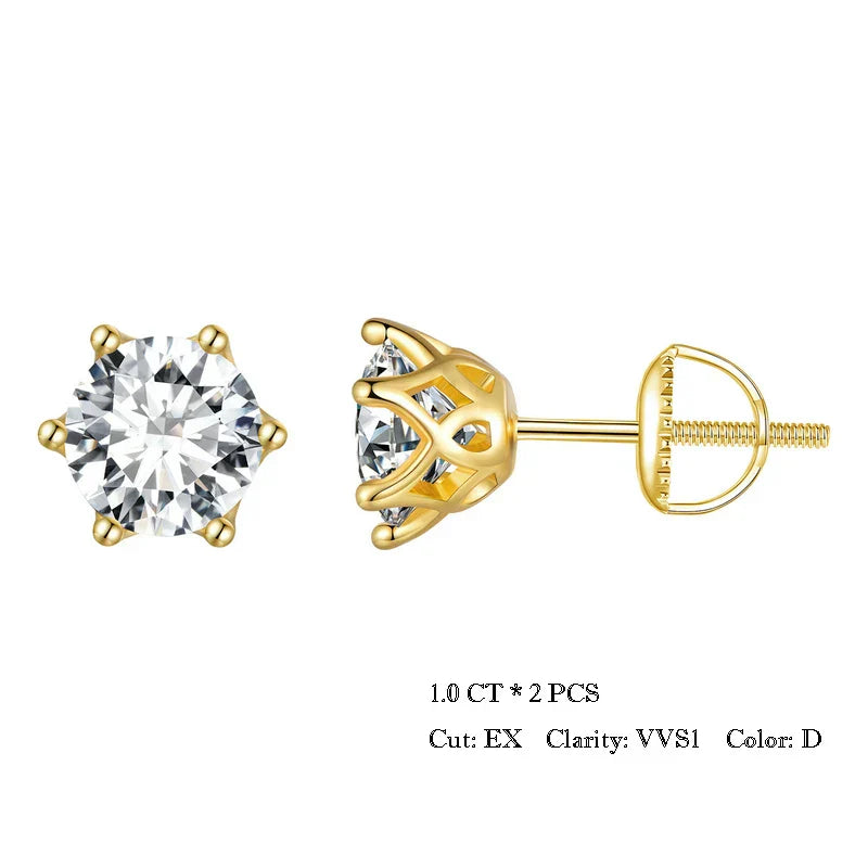 Levoire | Boucles Moissanite S925 Or 1.0CT X 2