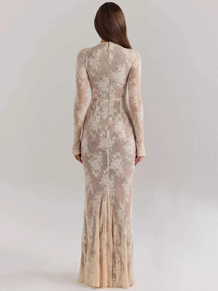 Levoire | Robe Longue Élégante En Dentelle Avec Fermeture Éclair