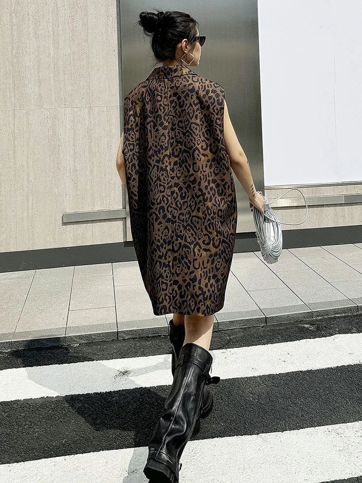 Levoire | Motif Léopard Robe Mini Oversize Lâche