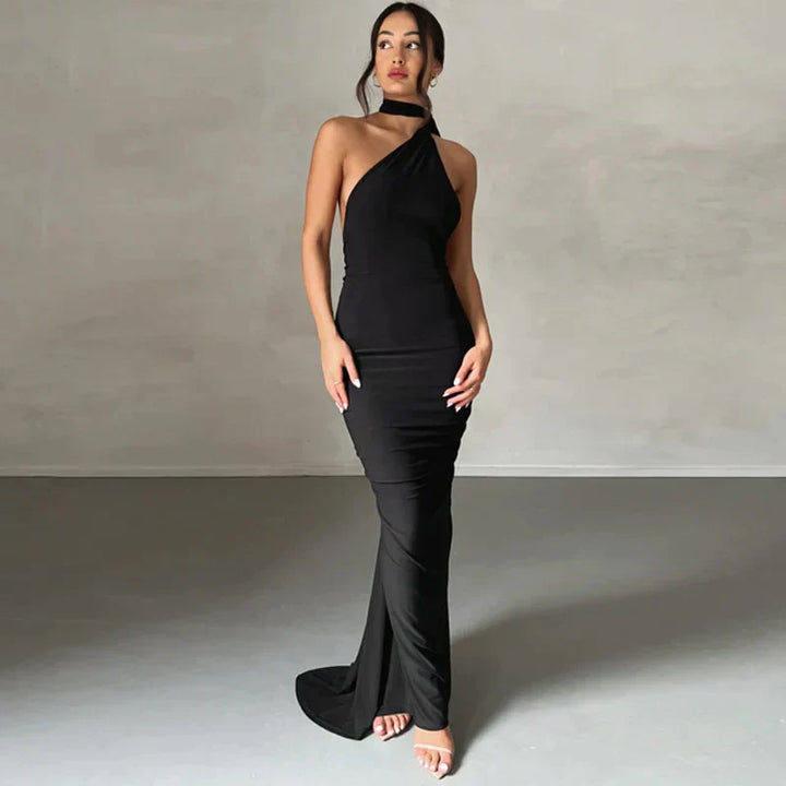 Levoire | Robe Maxi À Épaule Décalée Noir