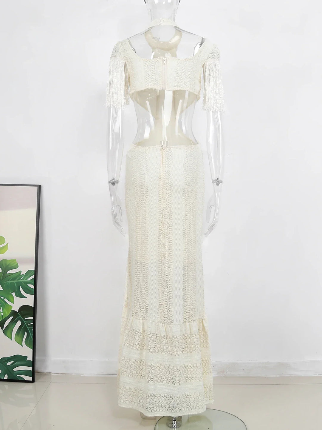 Levoire | Robe Mini/Longue À Col Cheminée Tricotée Frangée