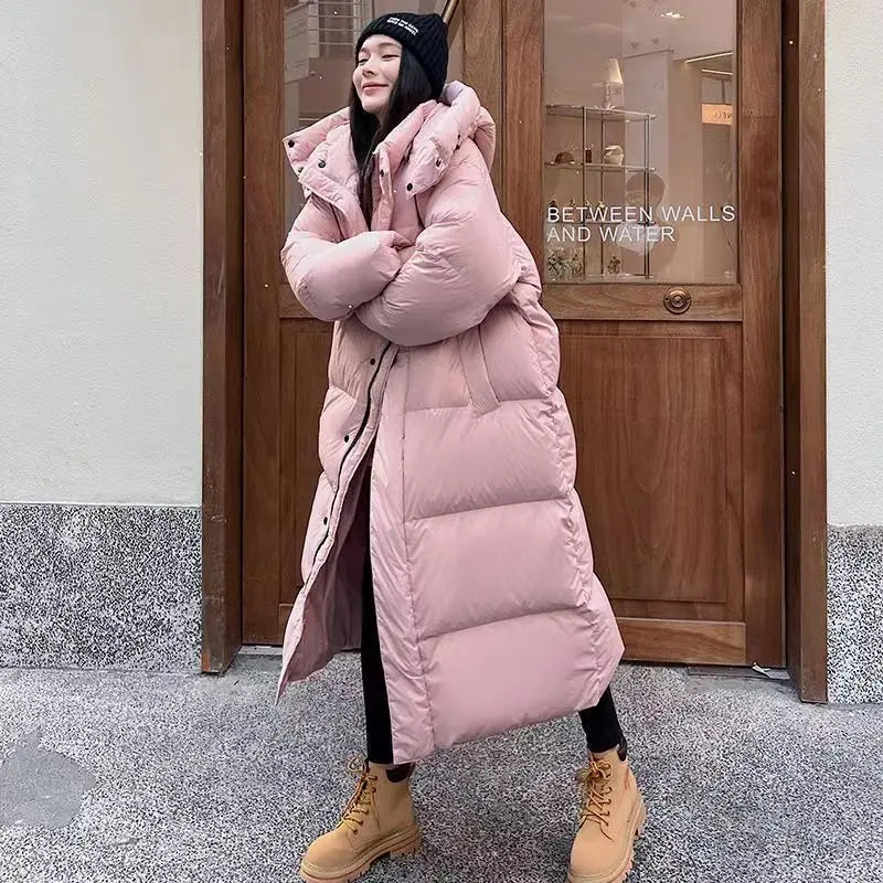 Levoire | Long Stylish Down Jacket T-With Hood Rosa