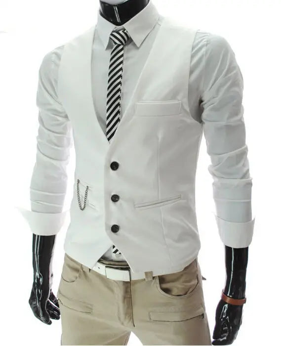 Levoire | Élégant Gilet Sans Manches Pour Hommes Avec Boutons Blanc