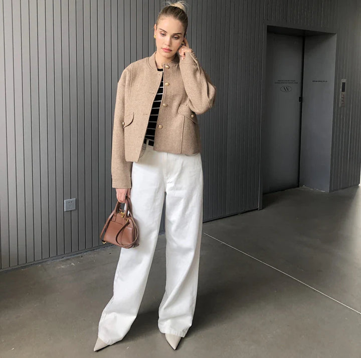 Levoire | Veste En Laine Courte Mode Femmes Khaki