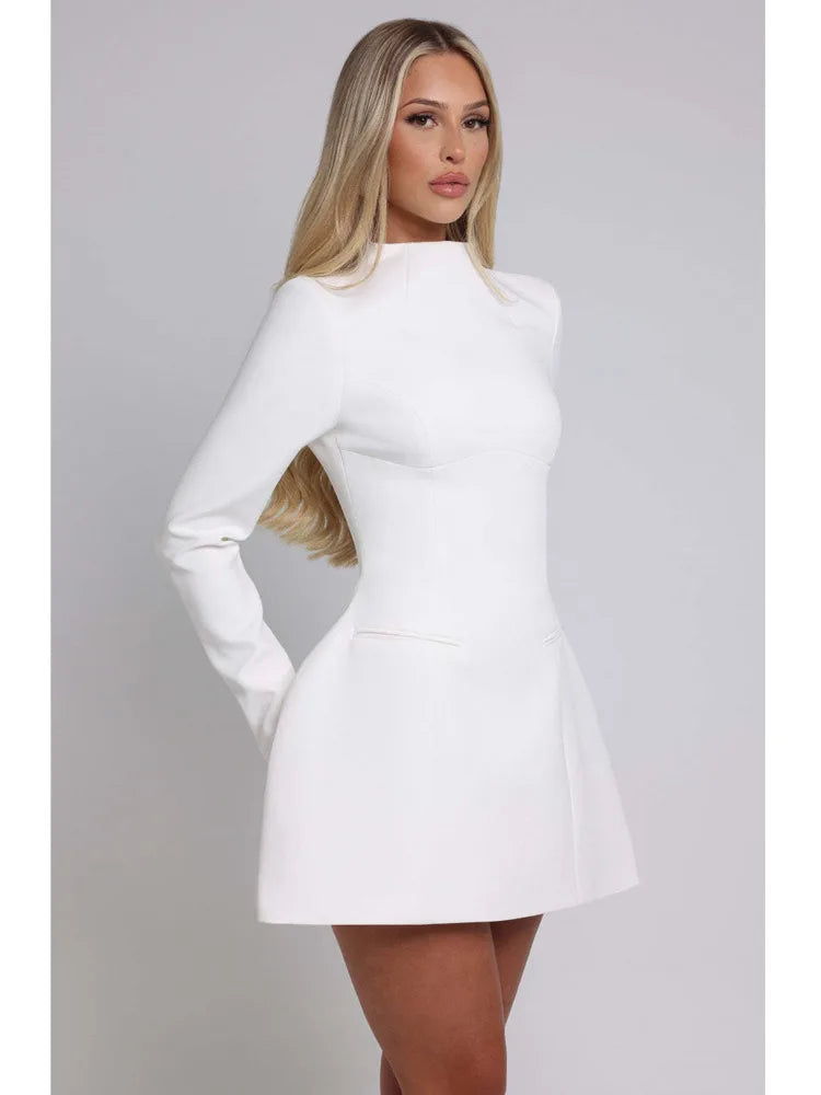 Levoire | Robe Mini Moulante Élégante À Dos Nu Blanc