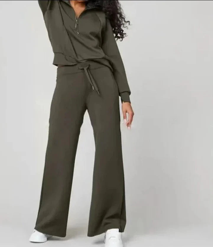 Levoire | Chic Manches Longues Doux Ensemble De Loungewear Vert foncé