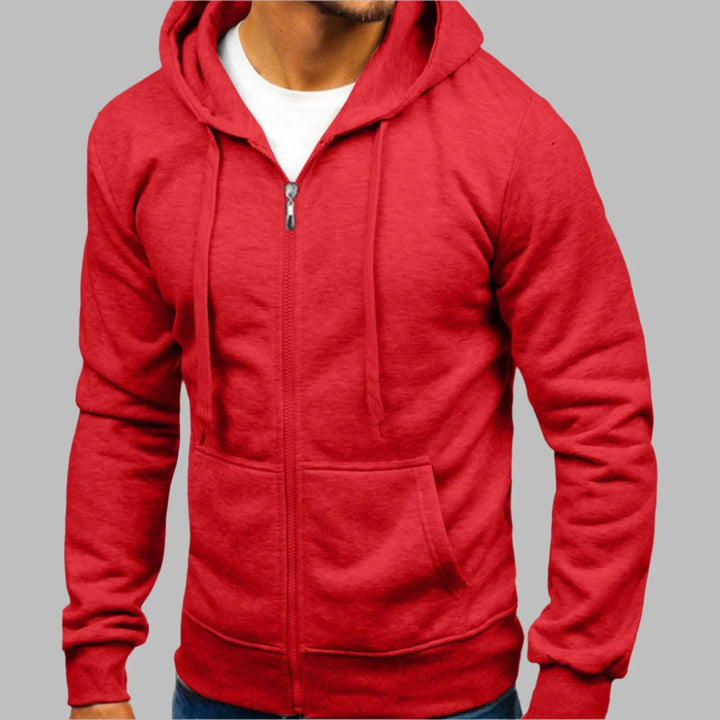 Levoire | Sweat À Capuche Confortable Pour Hommes Avec Zip Pour Un Usage Quotidien Rot