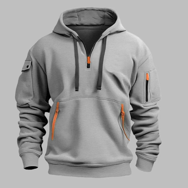 Levoire | Sweat À Capuche Sportif Pour Homme Avec Fermeture Éclair Gris clair