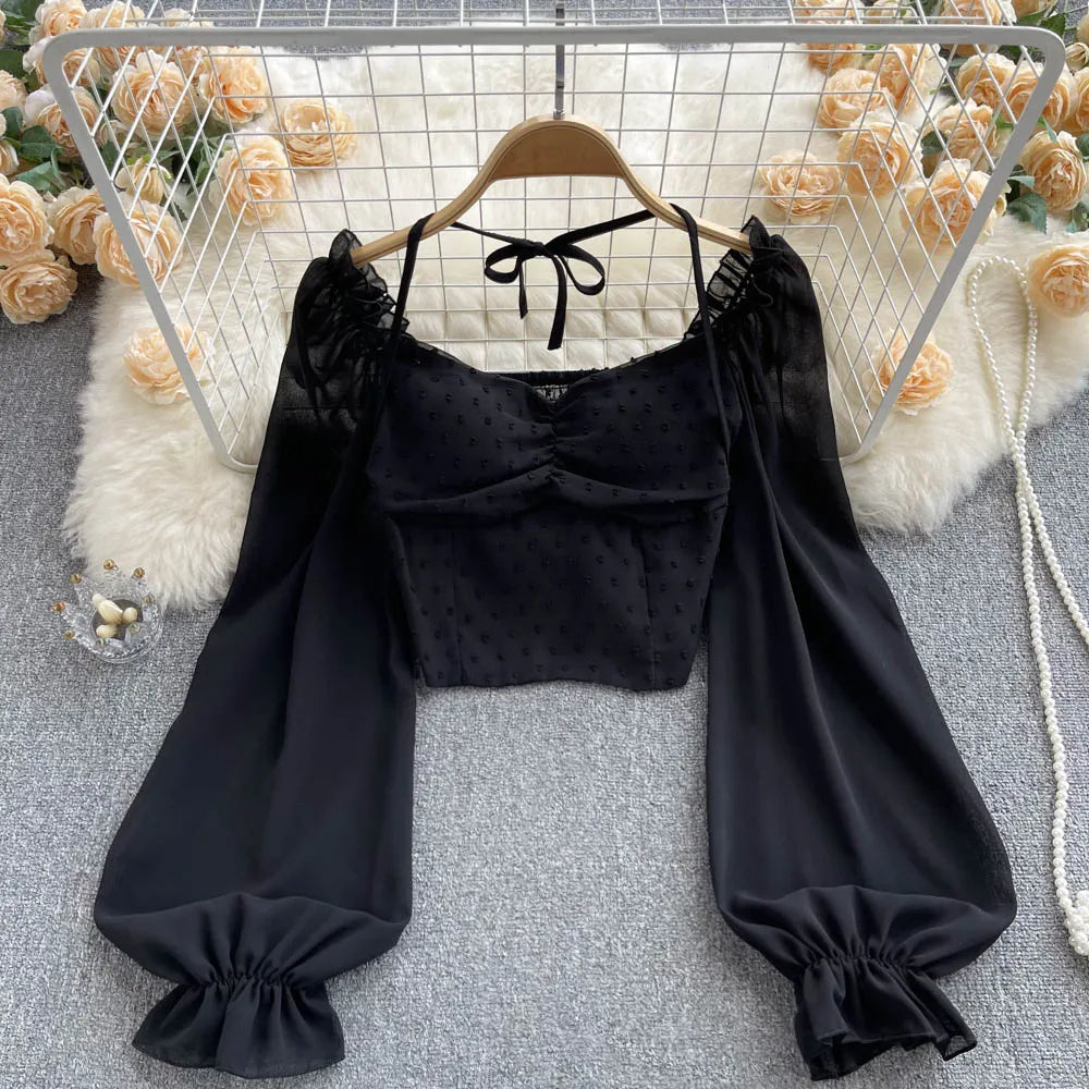 Levoire | Chemise courte pour femmes Noir Une taille