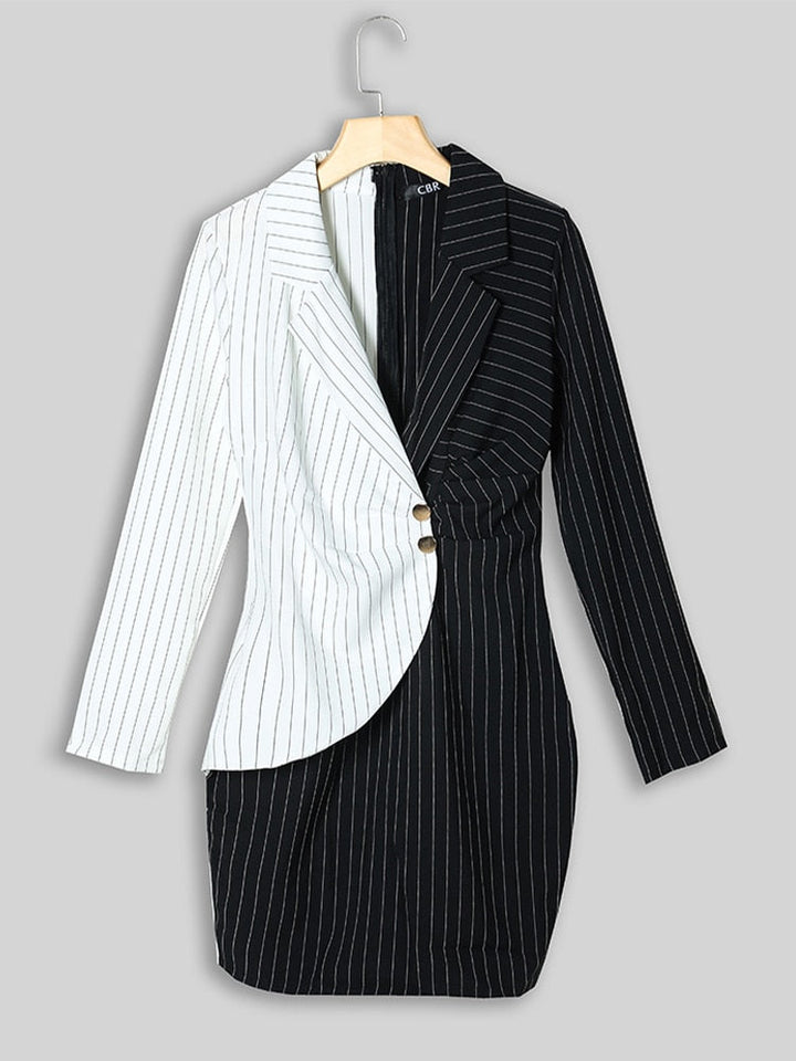 Levoire | Robe Blazer Rayé Bureau Femme Mini Robe