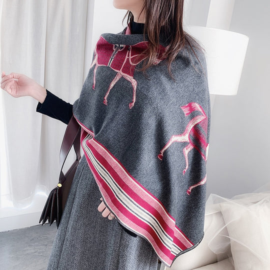 Levoire | Confortable Écharpe Douce Avec De Beaux Motifs Gris