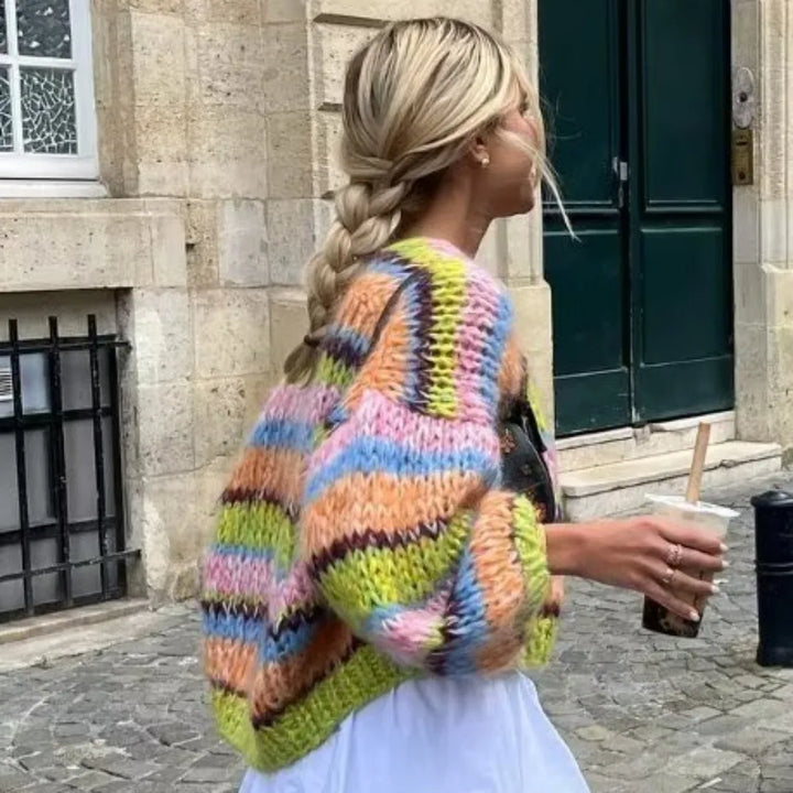 Levoire | Pull Rayé Avec Design Ouvert Vert