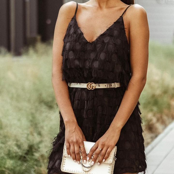 Levoire | Mini Robe Avec Franges Taille Haute Printemps Été
