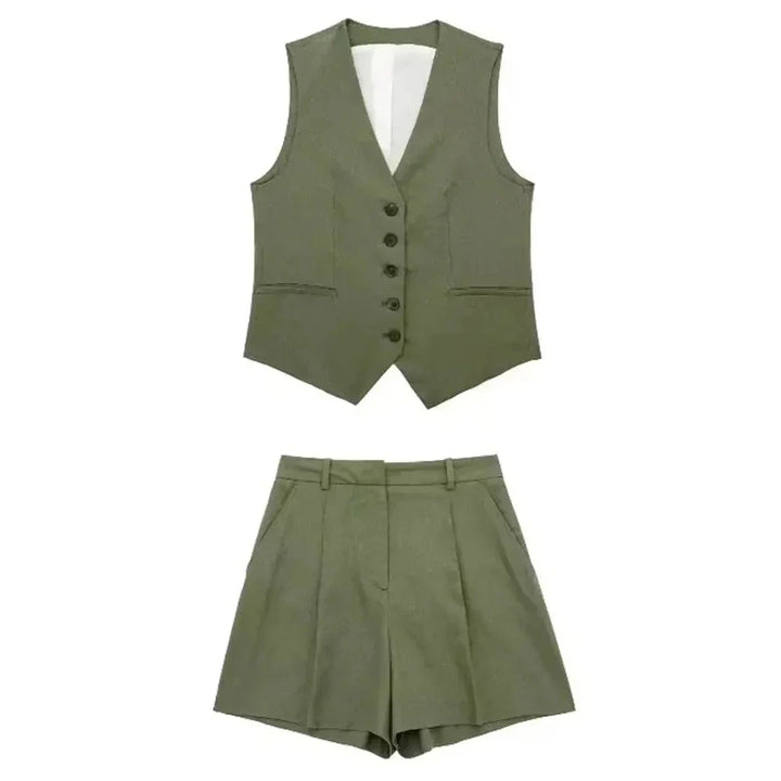 Levoire | Ensemble D'Été Élégant Pour Femmes Avec Haut À Décolleté En V Et Shorts