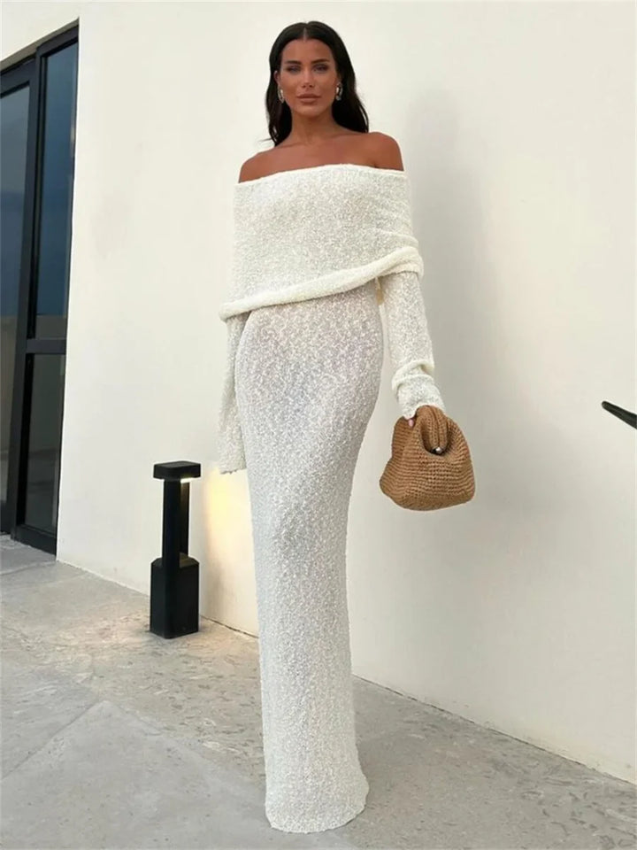 Levoire | Robes Maxi Transparentes Avec Design Off Shoulder