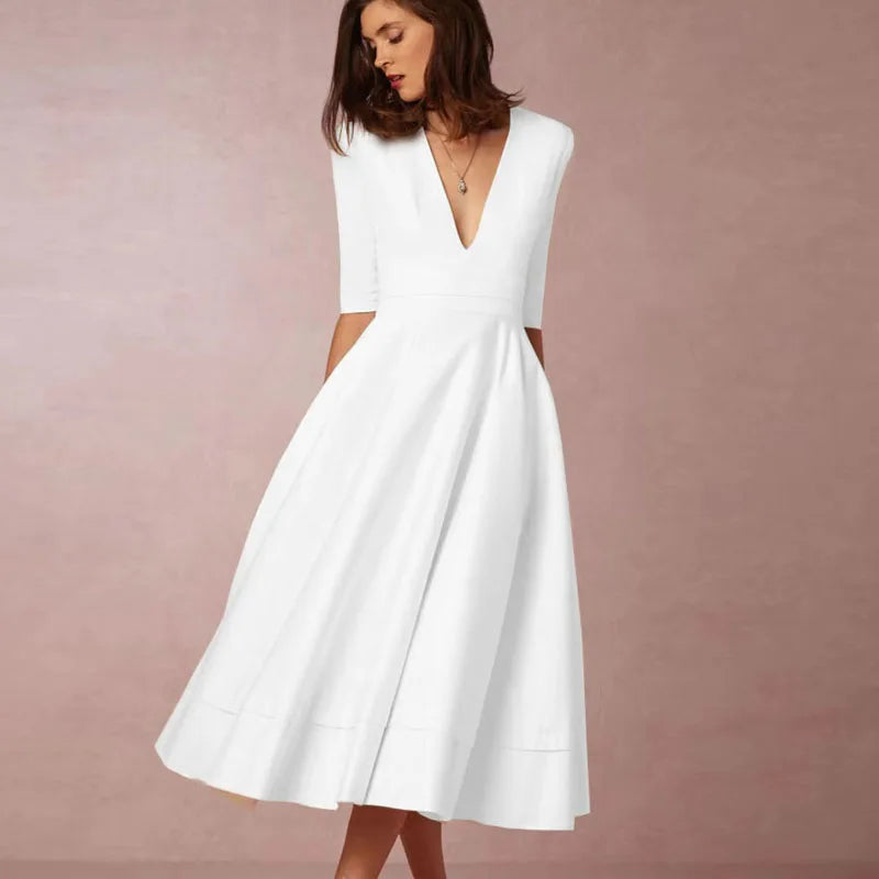 Levoire | Robe Midi Élégante En A Blanc