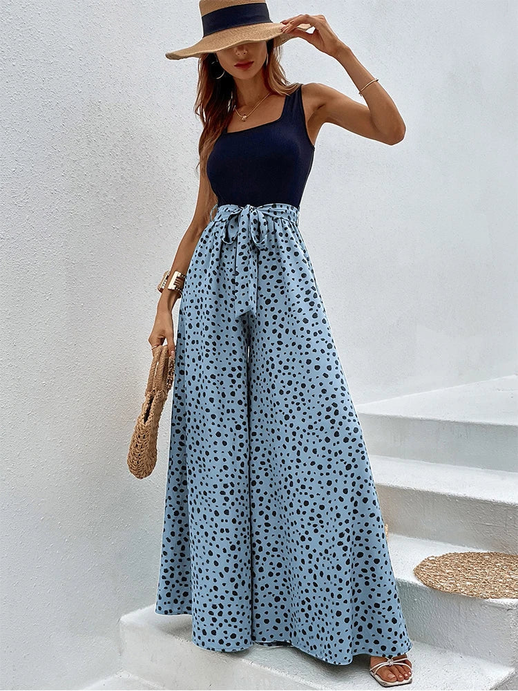 Levoire | Combinaison Avec Jambes Larges Et Imprimé À Pois Bleu