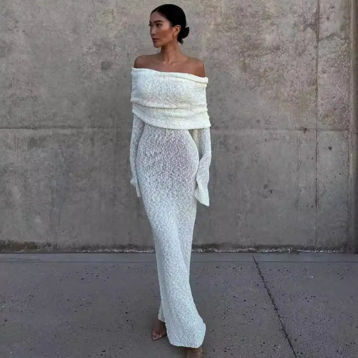 Levoire | Robes Maxi Transparentes Avec Design Off Shoulder Blanc