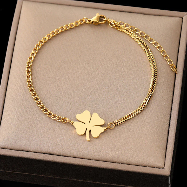 Levoire | Bracelet Trèfle En Acier Inoxydable Or