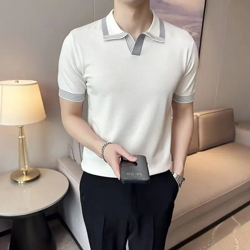 Levoire | Poloshirt Moderne À Manches Courtes D'Été Pour Hommes Blanc