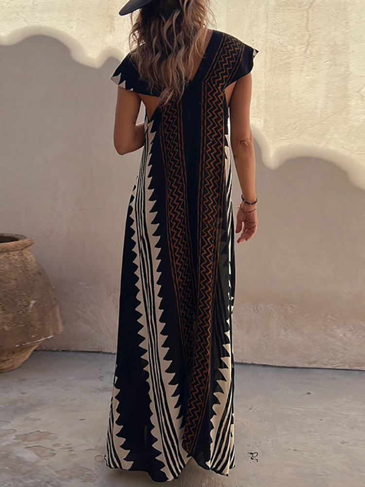 Levoire | Robe De Plage Maxi Avec Motif Ethnique