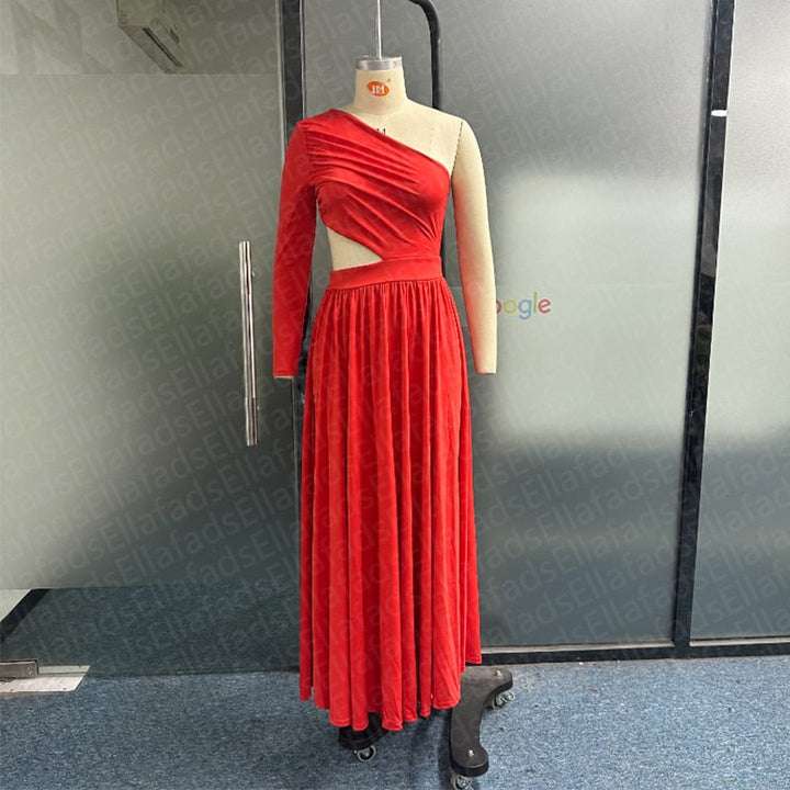 Levoire | Robe À Une Épaule À Manches Longues Avec Motif Découpé