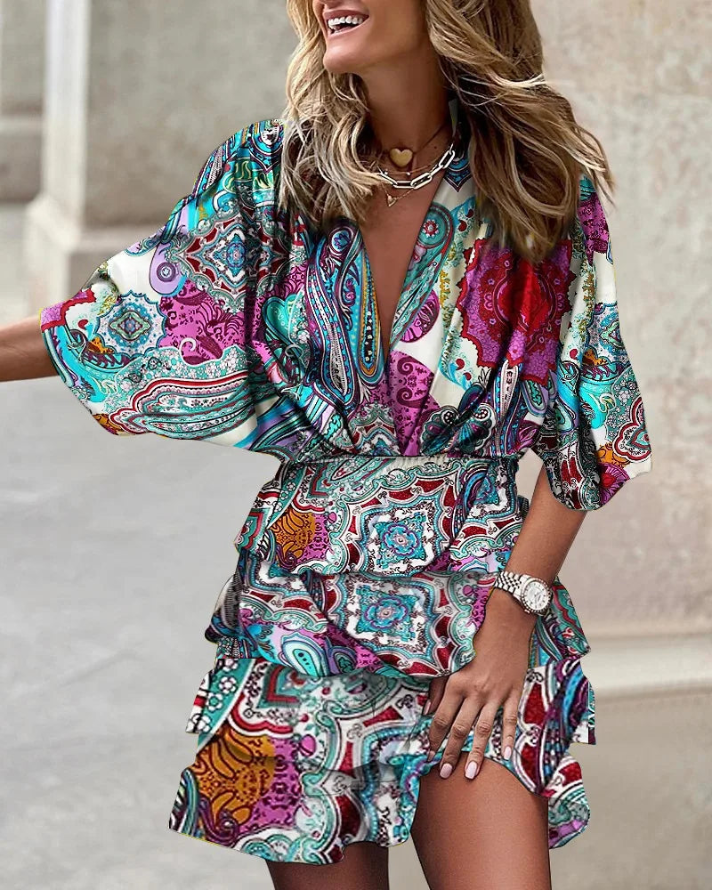 Levoire | Robe Mini Chic Avec Image bleu