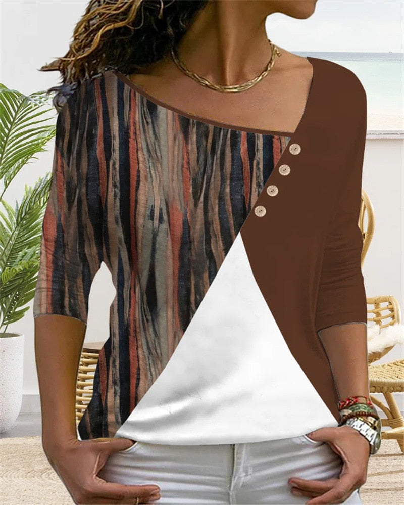 Levoire | T-Shirt À Col En V Pour Femmes Marron