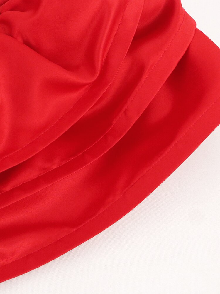 Levoire | Robe À Volants Pailletée Rouge À Épaules Dénudées