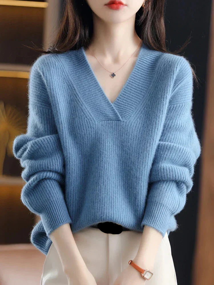 Levoire | Pull À Col V Pour Femmes Bleu