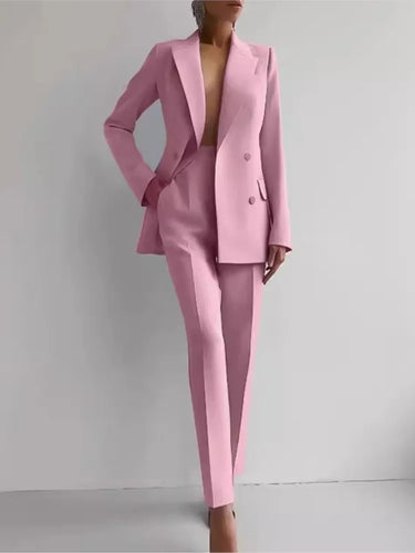 Levoire | Veste À Col Enveloppant À Manches Longues, Pantalon À Jambes Larges, Ensemble Deux Pièces