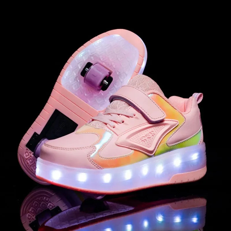 Levoire | Chaussures À Roulettes Led Pour Enfants Rosa 3