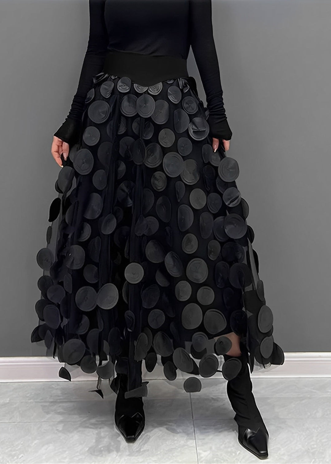 Levoire | Jupe À Pois Noirs Noir Une taille (tour de taille 76 cm)