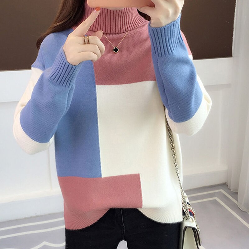 Levoire | Pull À Blocs De Couleur Confortable & Stylé Bleu-Rose Une taille