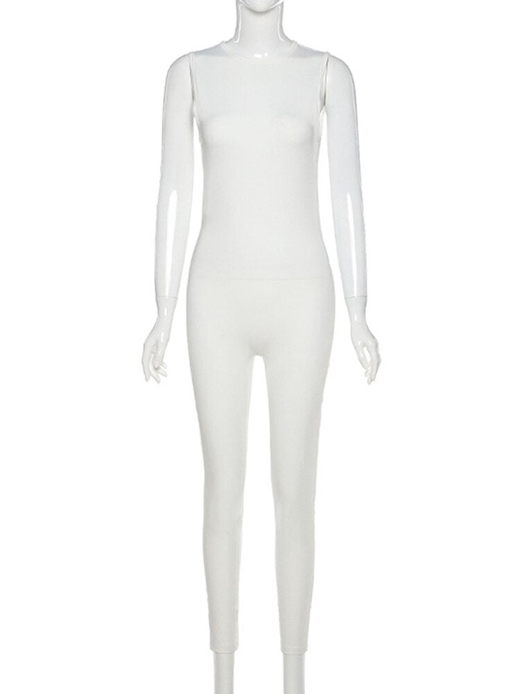 Levoire | Salopette - Une Combinaison Bodycon Unique Et Très Élégante Blanc - sans manches (ÉPUISÉ)